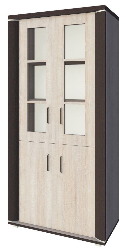 Vitrine Aitape 35, Farbe: Sonoma Eiche dunkel / Sonoma Eiche hell - Abmessungen: 188 x 92 x 40 cm (H x B x T)