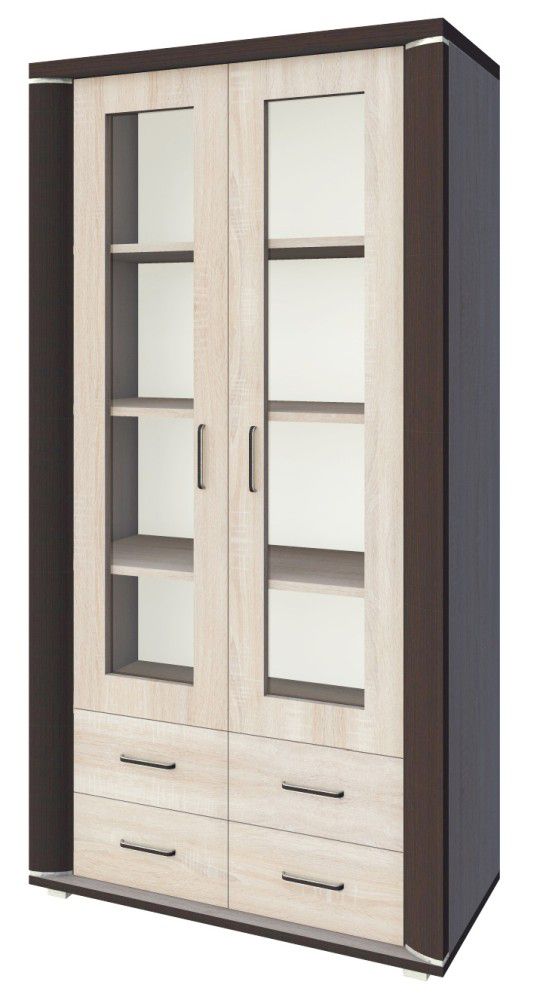 Vitrine Aitape 36, Farbe: Sonoma Eiche dunkel / Sonoma Eiche hell - Abmessungen: 188 x 100 x 40 cm (H x B x T)