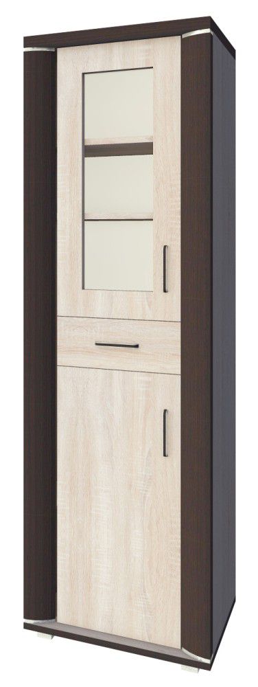 Vitrine Aitape 33, Farbe: Sonoma Eiche dunkel / Sonoma Eiche hell - Abmessungen: 188 x 60 x 40 cm (H x B x T)