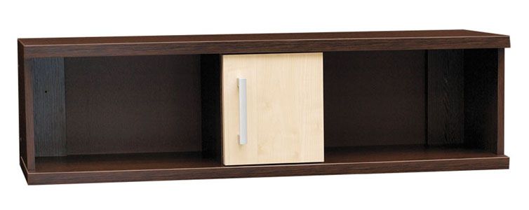 Hängeschrank / Wandregal mit 3 Fächern Trelew 02, Wenge / Ahorn - 31 x 120 x 26 cm, ABS Kanten, 1 Tür, viel Stauraum, Solide Verarbeitung