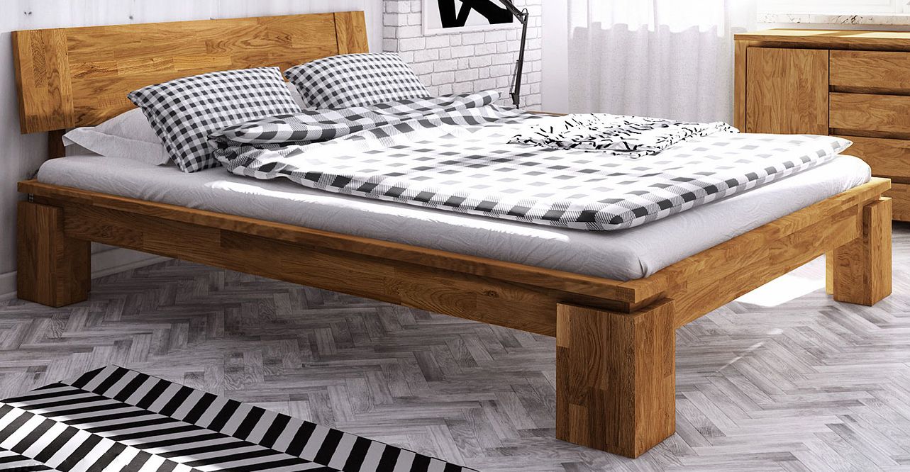 Doppelbett Tasman 01 Wildeiche massiv geölt - Liegefläche: 160 x 200 cm (B x L)