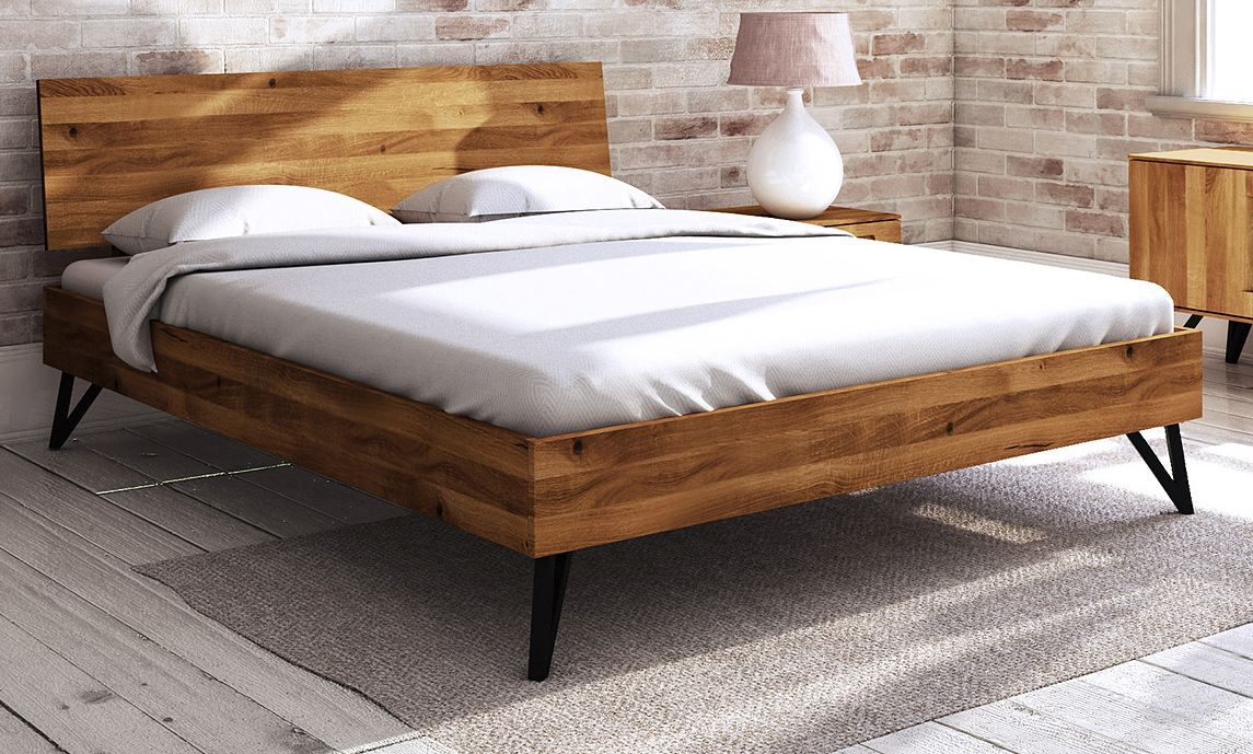 Doppelbett Masterton 02 Wildeiche massiv geölt - Liegefläche: 160 x 200 cm (B x L)