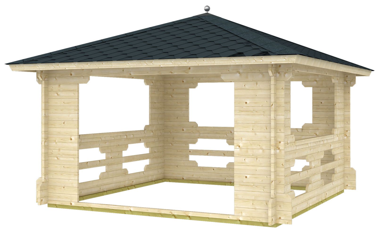 Pavillion Lugauer - 40 mm Blockbohlen, Grundfläche: 14,4 m², Zeltdach