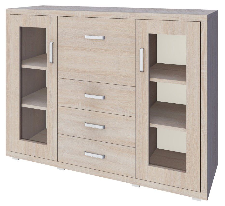 Vitrine Kerowagi 17, Farbe: Sonoma Eiche - Abmessungen: 105 x 140 x 41 cm (H x B x T)