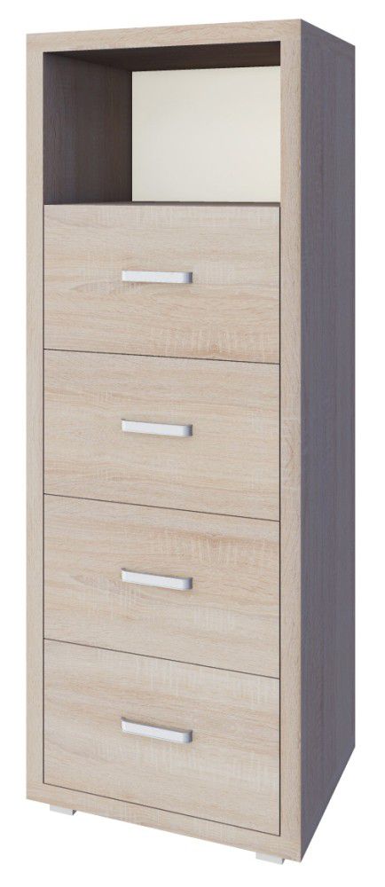 Kommode Kerowagi 01, Farbe: Sonoma Eiche - Abmessungen: 150 x 55 x 41 cm (H x B x T)