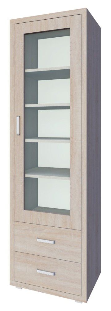 Vitrine Kerowagi 05, Farbe: Sonoma Eiche - Abmessungen: 200 x 60 x 41 cm (H x B x T)