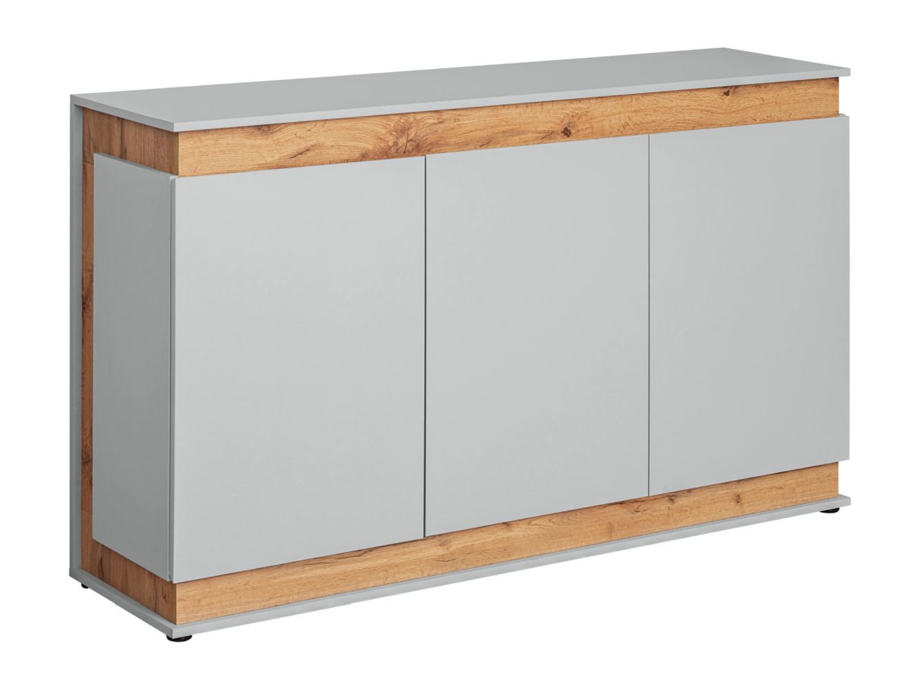 Kommode / Sideboard Asheim 06, Farbe: Grau / Eiche Artisan - Abmessungen: 91 x 150 x 40 cm (H x B x T), mit sechs Fächern