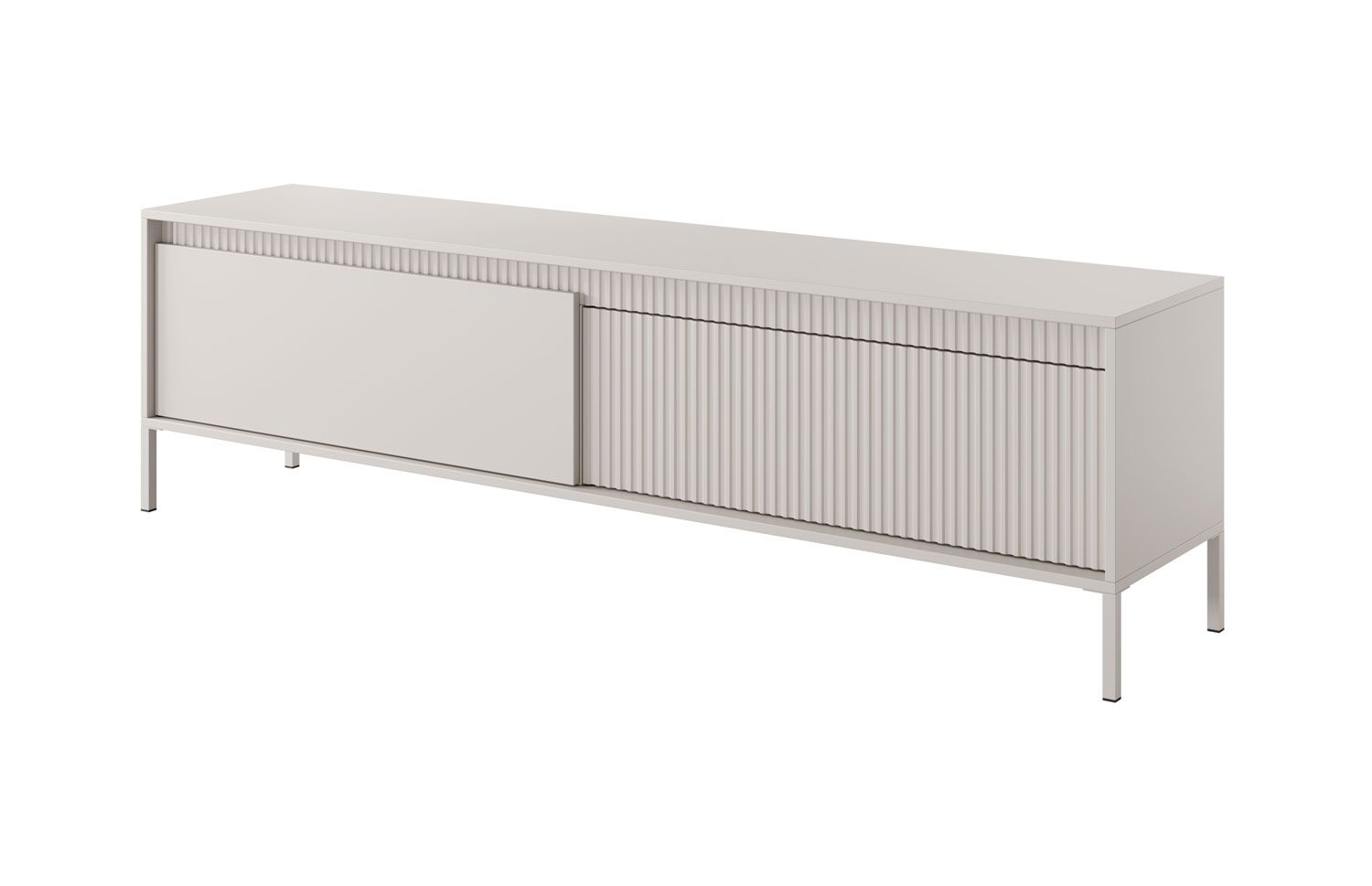 TV-Schrank im modernen Design Balta 05, Farbe: Beige, Maße: 53 x 187 x 39,5 cm, Beine: Metall, Push-to-open Funktion, ABS-Kantenschutz