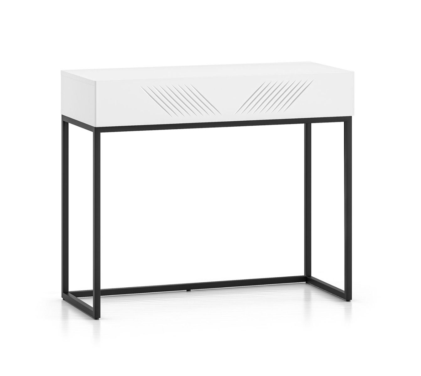 Moderner Schminktisch mit Soft-Close System Taos 21, mit Push-to-open Funktion, Farbe: Weiß matt, Maße: 78 x 92 x 40 cm, Beine: Schwarz, mit 1 Schublade