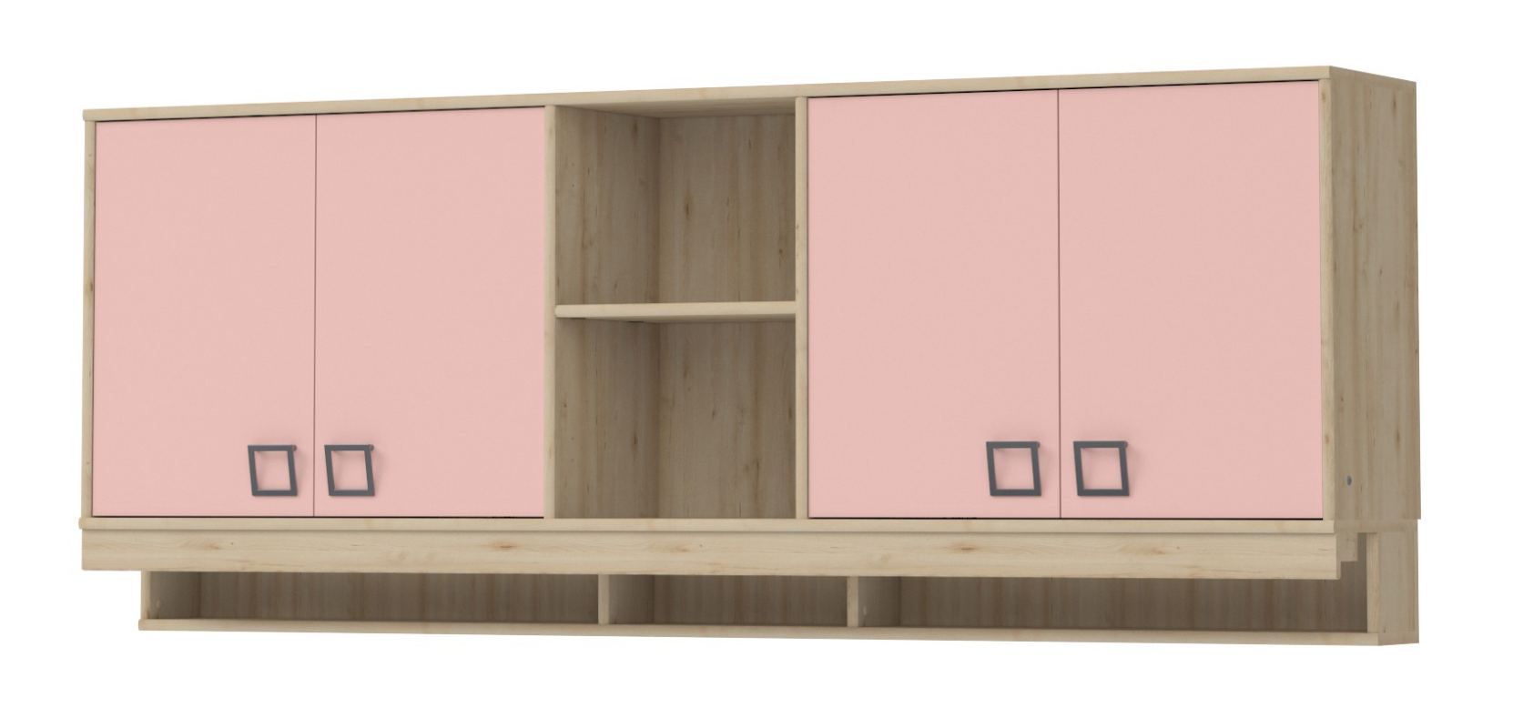 Kinderzimmer - Hängeschrank Benjamin 23, Farbe: Buche / Rosa - 82 x 209 x 37 cm (H x B x T)