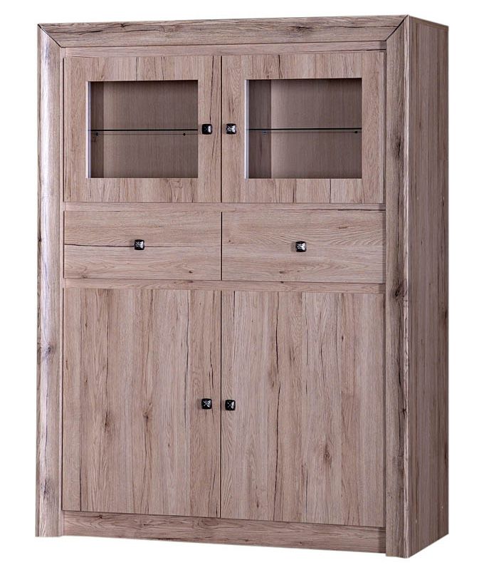 Vitrine Sokone 06, Farbe: Sanremo - 154 x 115 x 46 cm (H x B x T)