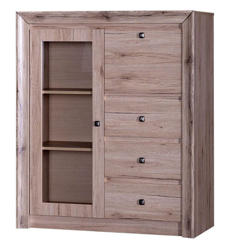 Vitrine Sokone 08, Farbe: Sanremo - 125 x 106 x 46 cm (H x B x T)