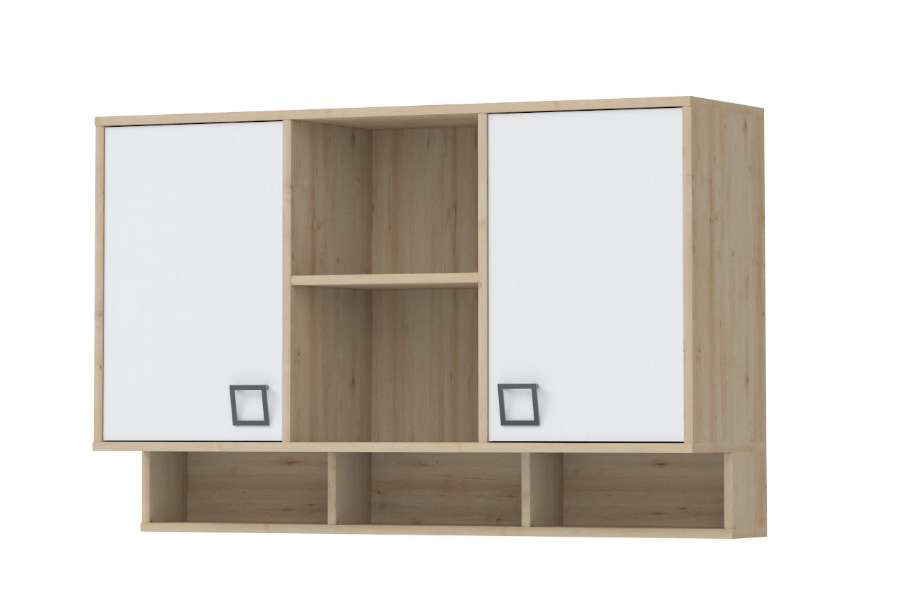 Kinderzimmer - Hängeschrank Benjamin 24, Farbe: Buche / Weiß - 82 x 128 x 37 cm (H x B x T)