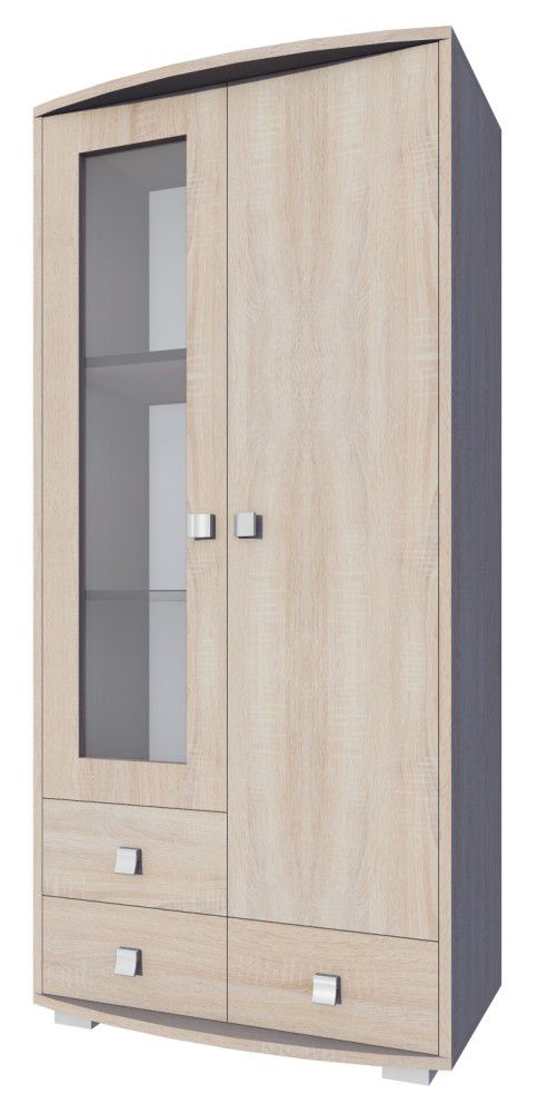 Vitrine Rabaul 36, Farbe: Sonoma Eiche - Abmessungen: 167 x 80 x 40 cm (H x B x T)