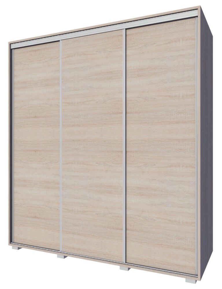 Schiebetürenschrank / Kleiderschrank Rabaul 41, Farbe: Sonoma Eiche - Abmessungen: 210 x 150 x 60 cm (H x B x T)