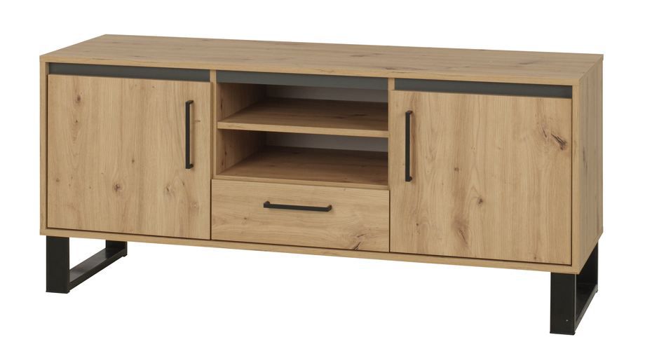 TV-Unterschrank Kanel 13, Farbe: Eiche / Anthrazit - Abmessungen: 61 x 140 x 41 cm (H x B x T)