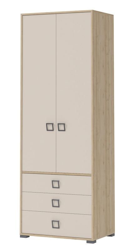 Kinderzimmer - Drehtürenschrank / Kleiderschrank Benjamin 18, Farbe: Buche / Creme - 236 x 84 x 56 cm (H x B x T)