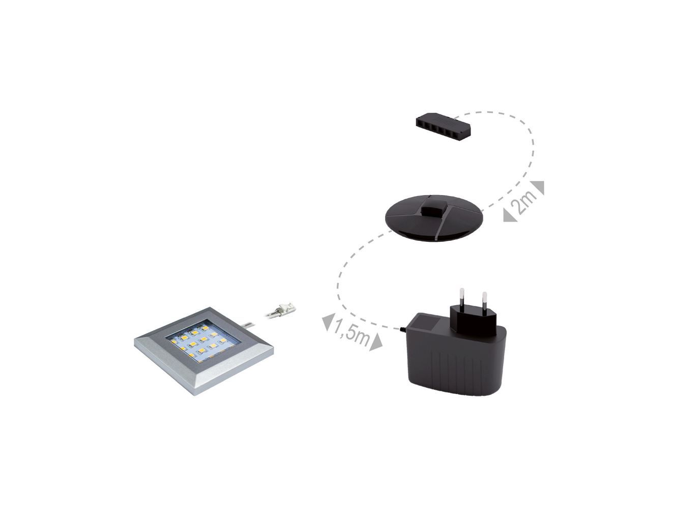 LED-Beleuchtung - 1 LED mit Netzteil - quadratisch