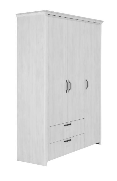 Drehtürenschrank / Kleiderschrank Barrameda 03, Farbe: Weiß - Abmessungen: 220 x 167 x 58 cm (H x B x T)