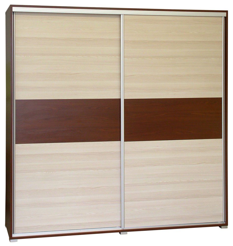 Schiebetürenschrank / Kleiderschrank Cikupa 52, Farbe: Nuss / Ulme - Abmessungen: 210 x 160 x 60 cm (H x B x T)