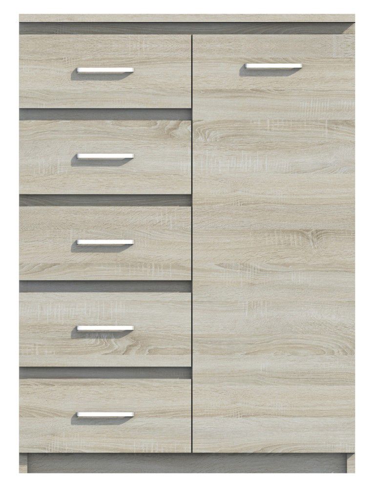 Kommode Pamulang 05, Farbe: Sonoma Eiche - Abmessungen: 112 x 82 x 40 cm (H x B x T)