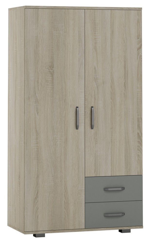 Schrank Ciomas 09, Farbe: Sonoma Eiche / Grau - Abmessungen: 145 x 80 x 40 cm (H x B x T)