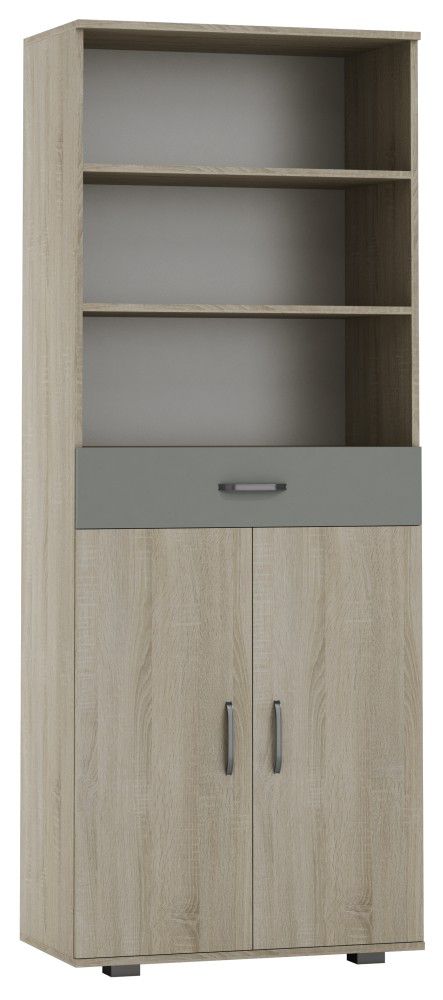 Schrank Ciomas 25, Farbe: Sonoma Eiche / Grau - Abmessungen: 190 x 74 x 40 cm (H x B x T)