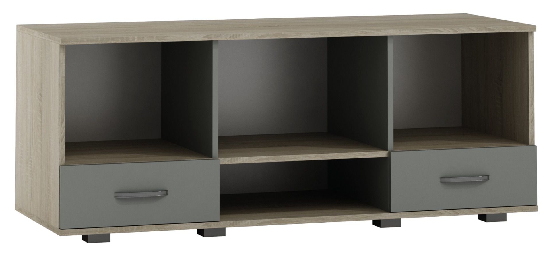 TV-Unterschrank Ciomas 19, Farbe: Sonoma Eiche / Grau - Abmessungen: 53 x 135 x 49 cm (H x B x T)