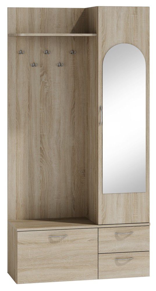 Garderobe Paseh 15, Farbe: Sonoma Eiche - Abmessungen: 200 x 100 x 40 cm (H x B x T)