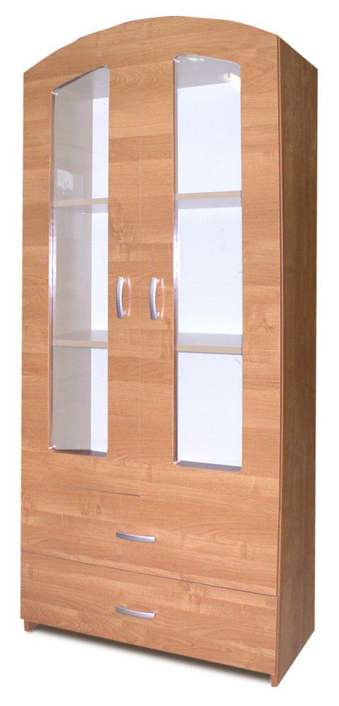 Vitrine Kisaran 19, Farbe: Erle - Abmessungen: 190 x 80 x 40 cm (H x B x T)