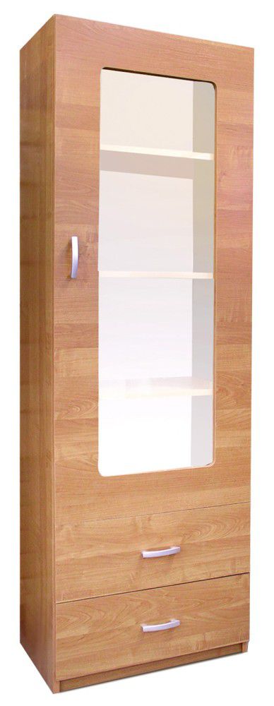 Vitrine Kisaran 18, Farbe: Erle - Abmessungen: 190 x 50 x 40 cm (H x B x T)