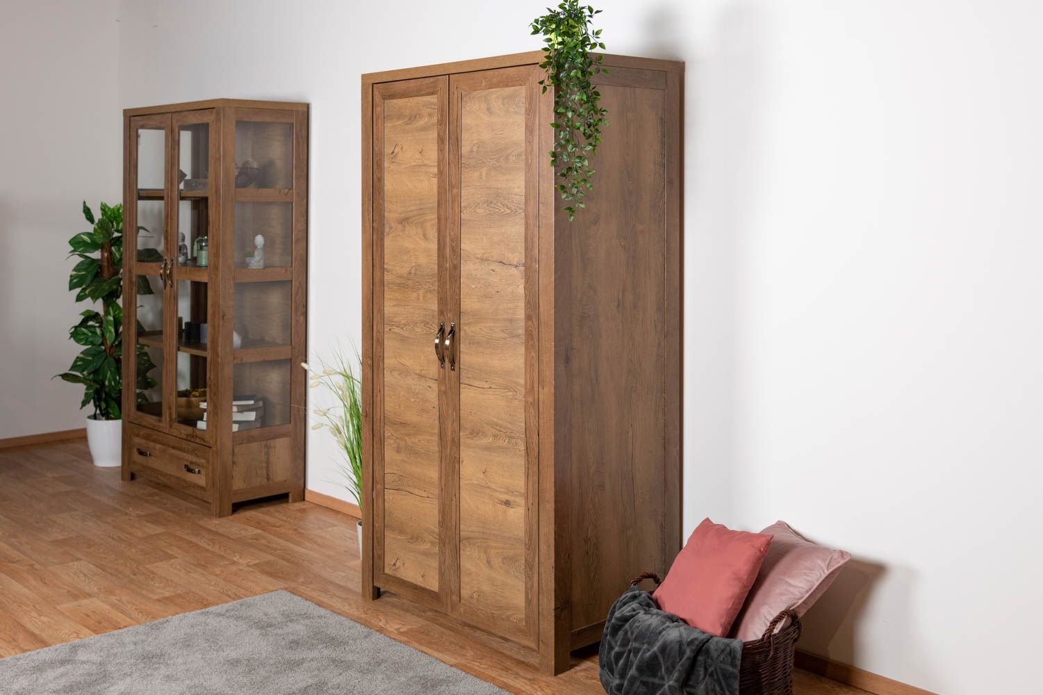 Drehtürenschrank / Kleiderschrank Sardona 08, Farbe: Eiche Braun - 186 x 100 x 55 cm (H x B x T)