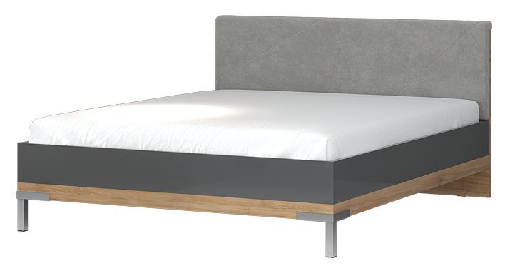 Doppelbett Vaitele 19, Farbe: Anthrazit Hochglanz / Walnuss - Liegefläche: 160 x 200 cm (B x L)