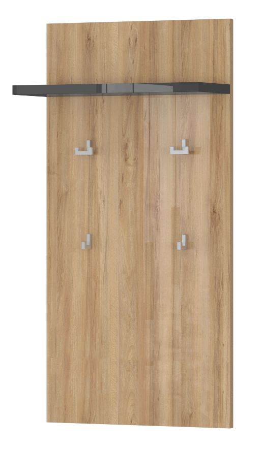 Garderobe Vaitele 02, Farbe: Anthrazit Hochglanz / Walnuss - 109 x 56 x 22 cm (H x B x T)