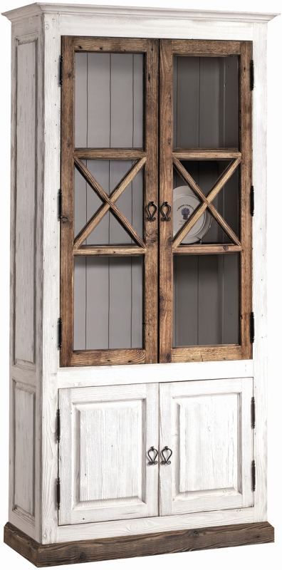 Vitrine "Kilkis" Kiefer altweiß 10 -  204 x 98 x 44 cm (H x B x T)