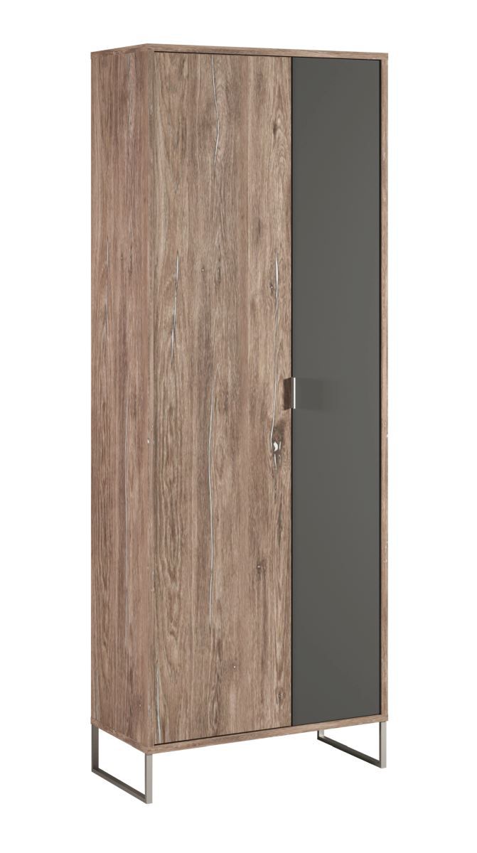 Kleiderschrank mit viel Stauraum Albondon 14, Farbe: Eiche / Anthrazit - Abmessungen: 188 x 71 x 35 cm (H x B x T)