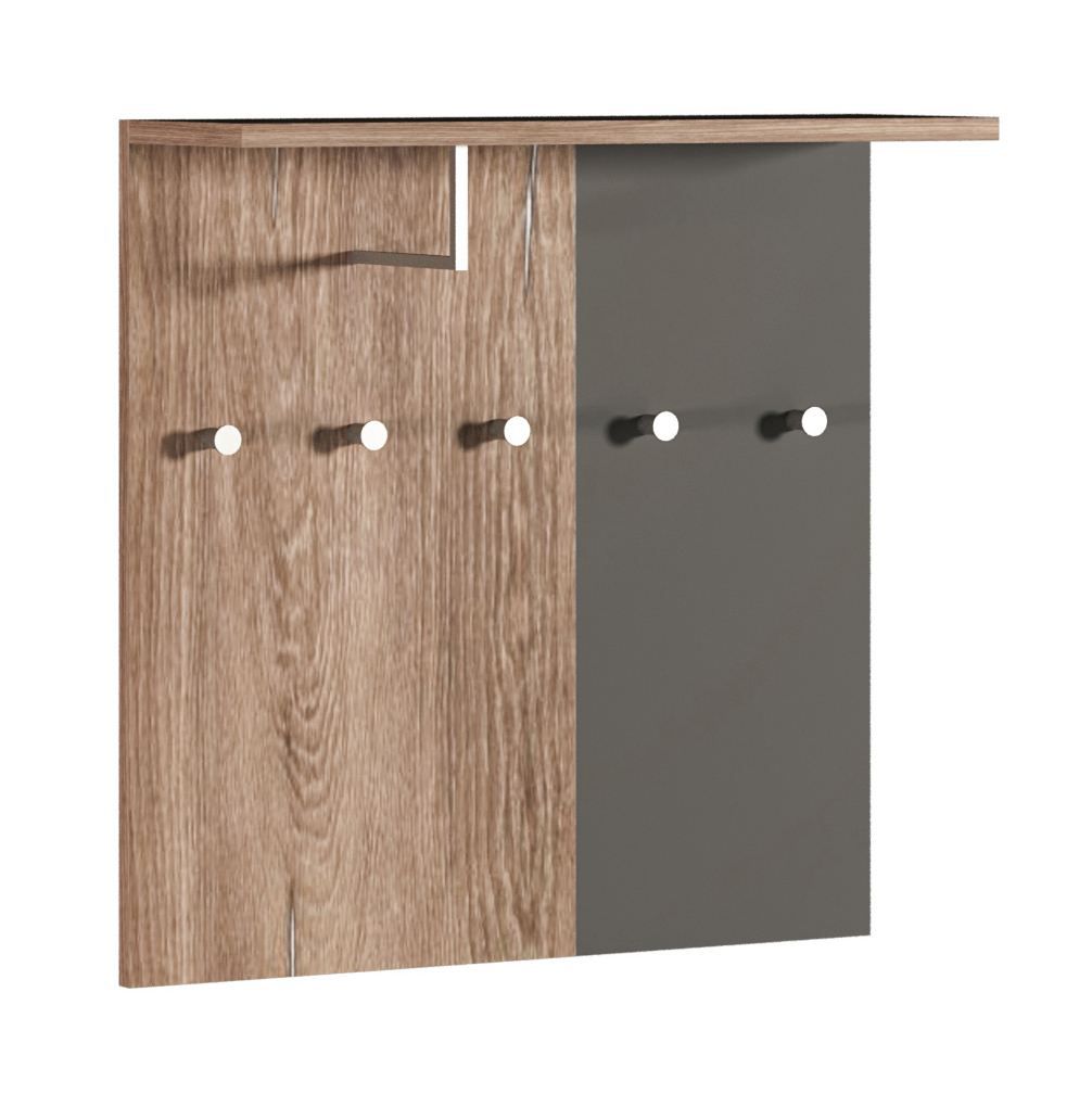 Garderobe Albondon 11, Farbe: Eiche / Anthrazit - Abmessungen: 67 x 67 x 21 cm (H x B x T)