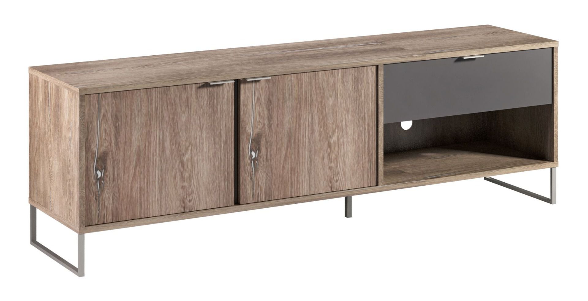 TV-Unterschrank Albondon 07, Farbe: Eiche / Anthrazit - Abmessungen: 54 x 173 x 40 cm (H x B x T)