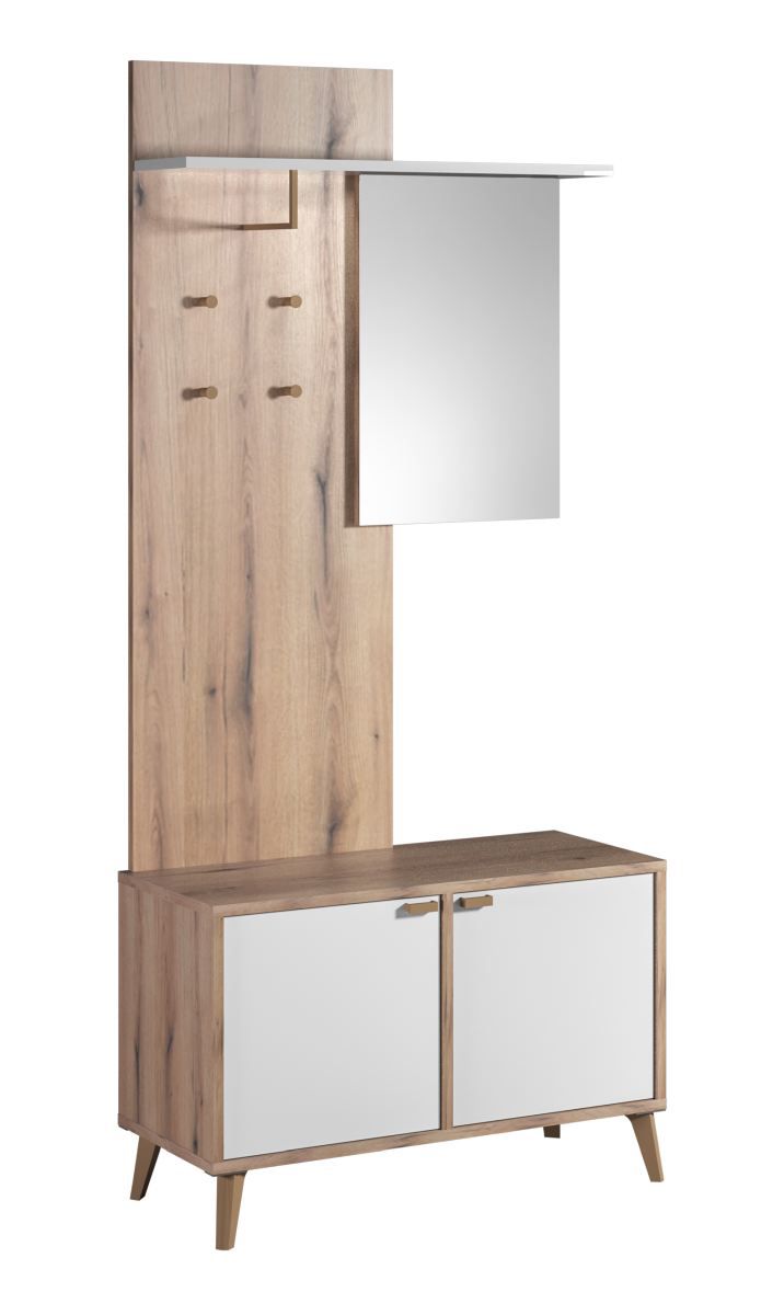 Garderobe Sisamon 07, Farbe: Eiche Artisan / Weiß - Abmessungen: 188 x 86 x 35 cm (H x B x T)