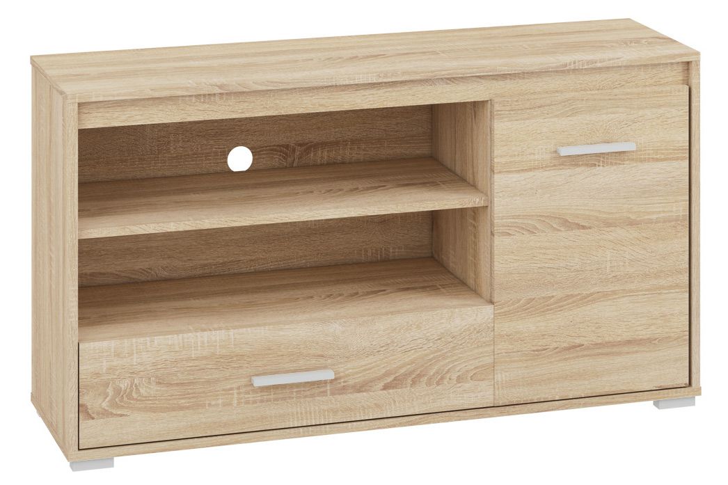 TV-Unterschrank Mochis 17, Farbe: Sonoma Eiche hell inklusive 3 Farbeinsätzen - Abmessungen: 66 x 120 x 34 cm (H x B x T), mit 1 Tür, 1 Schublade und 4 Fächern