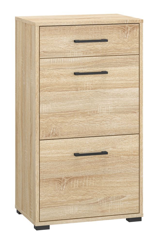 Schuhschrank Vacaville 09, Farbe: Sonoma Eiche hell - Abmessungen: 90 x 50 x 34 cm (H x B x T), mit 2 Türen, 1 Schublade und 4 Fächern