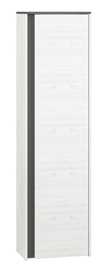 Schrank Fjends 06, Farbe: Kiefer weiß / Anthrazit - Abmessungen: 198 x 54 x 34 cm (H x B x T)