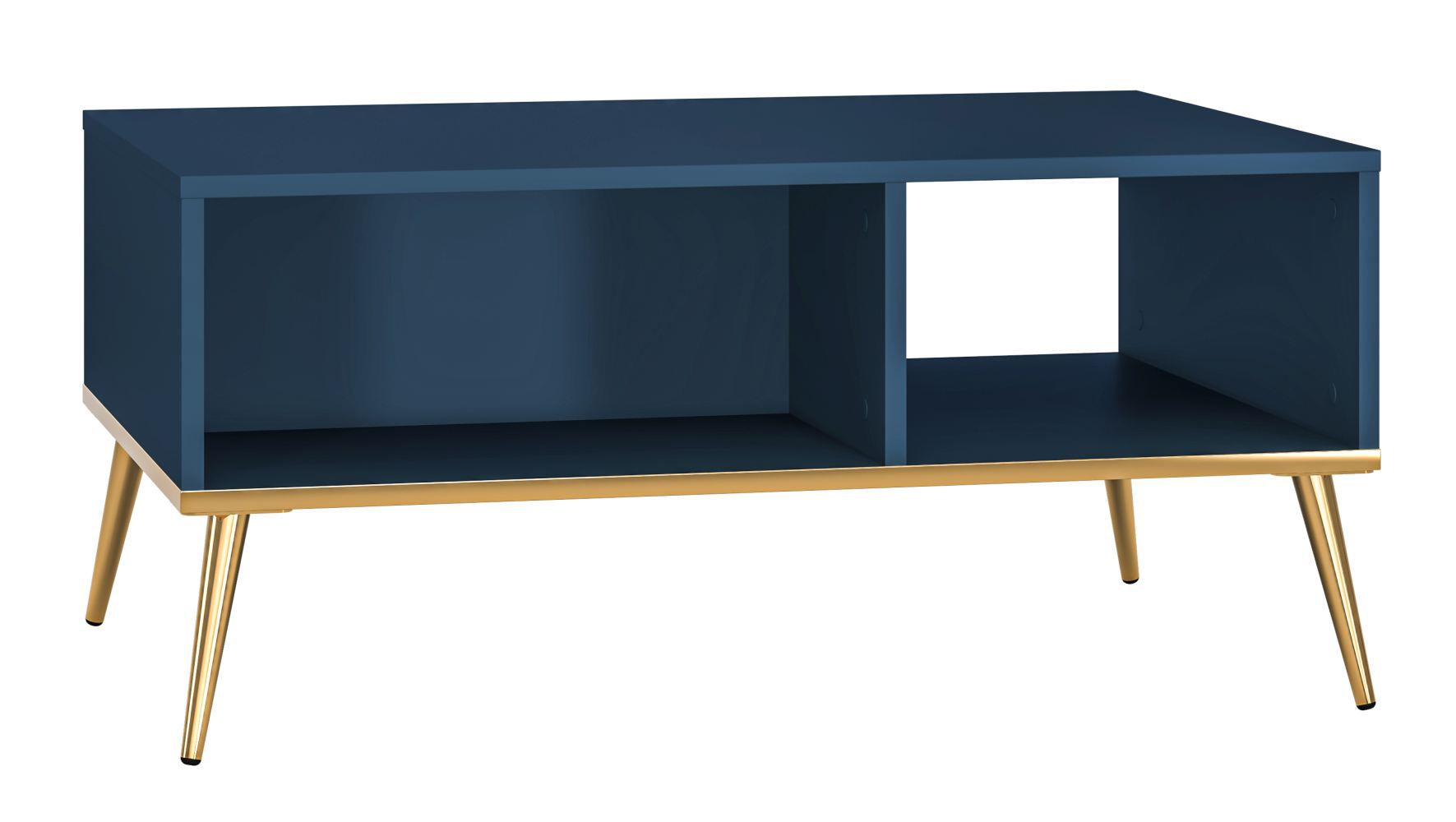 Couchtisch Kumpula 07, Farbe: Dunkelblau - Abmessungen: 90 x 60 x 42 cm (B x T x H), mit 3 Fächern