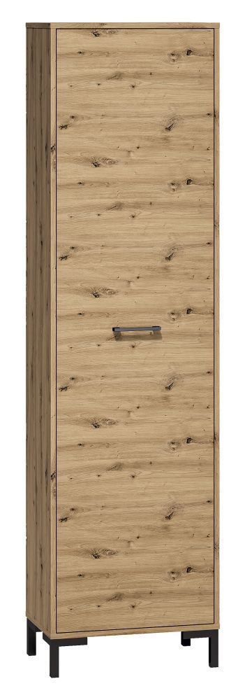 Schrank Pandrup 01, Farbe: Eiche - Abmessungen: 200 x 55 x 34 cm (H x B x T), mit 1 Tür und 2 Fächern