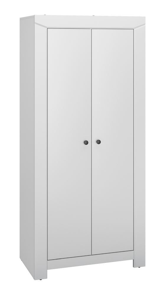 Drehtürenschrank / Kleiderschrank Sastamala 02, Farbe: Silbergrau - Abmessungen: 201 x 92 x 52 cm (H x B x T), mit 2 Türen und 5 Fächern