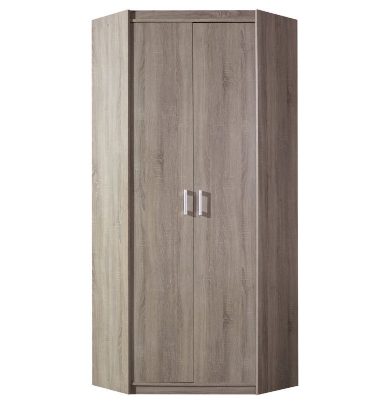 Drehtürenschrank / Eckschrank "Kontich" 08, Farbe: Eiche Trüffel - Abmessungen: 212 x 85 x 85 cm (H x B x T)