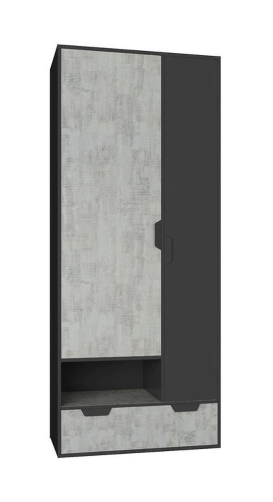 Jugendzimmer Drehtürenschrank / Kleiderschrank Sprimont 02, Farbe: Dunkelgrau / Grau - Abmessungen: 195 x 80 x 50 cm (H x B x T)