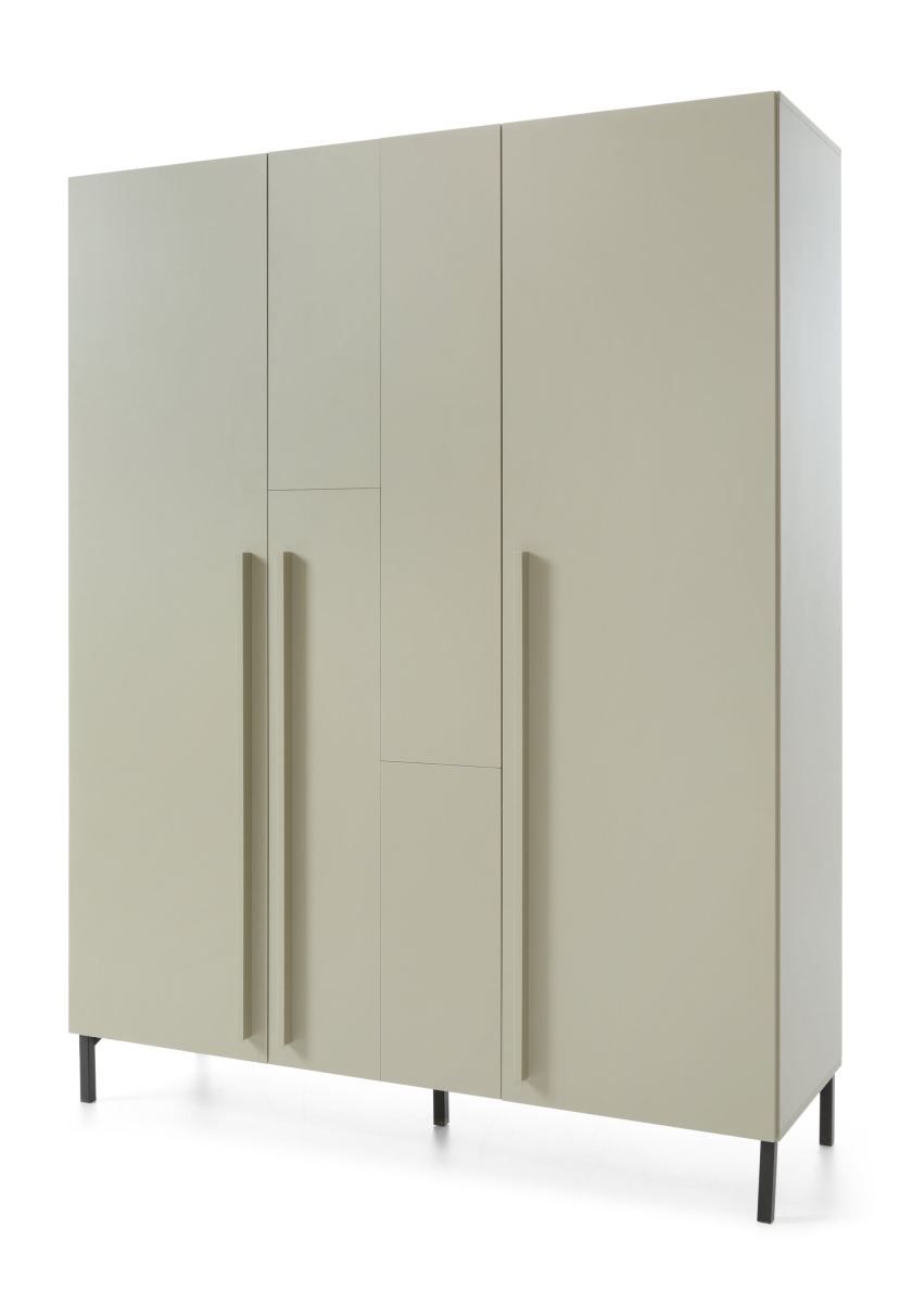 Moderner Kleiderschrank Authie 01, Mintgrün, 195 x 150 x 50 cm, mit 5 Fächern und 1 Kleiderstange, ABS-Kanten, robust und langlebig