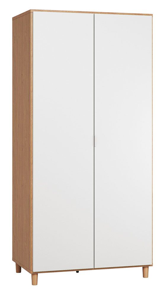 Drehtürenschrank / Kleiderschrank Arbolita 17, Farbe: Eiche / Weiß - Abmessungen: 195 x 93 x 57 cm (H x B x T)