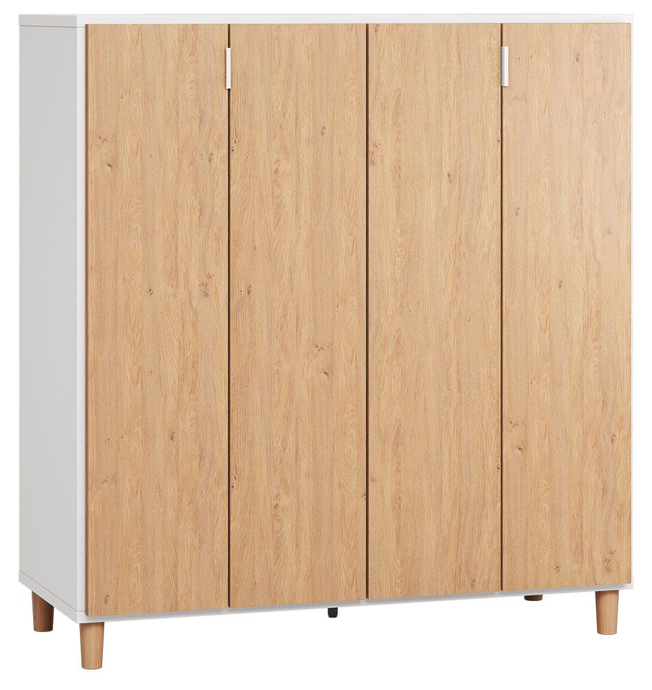 Barschrank Arbolita 29, Farbe: Weiß / Eiche - Abmessungen: 122 x 112 x 47 cm (H x B x T)